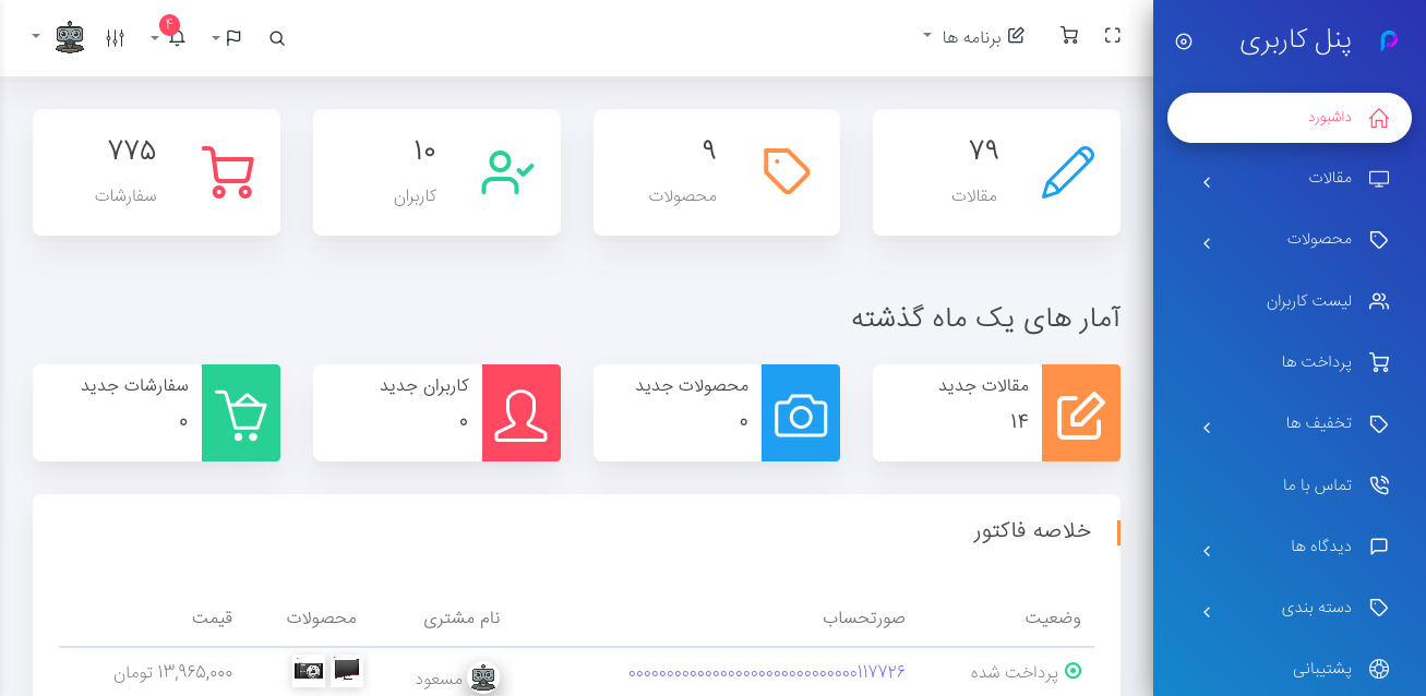 پنل مدیریت لاراول